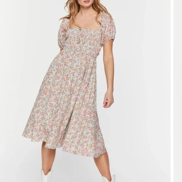 knee length dresses for ladies Betsey Johnson Floral Midi Dress